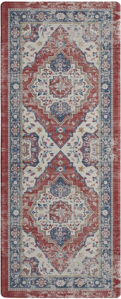 Color&Geometry Kitchen Floor Mats Anti Fatigue, Cushioned Boho Rugs,Waterproof Non Slip Kitchen Runner for Sink, Standing Mats for Office,24"x59",Red