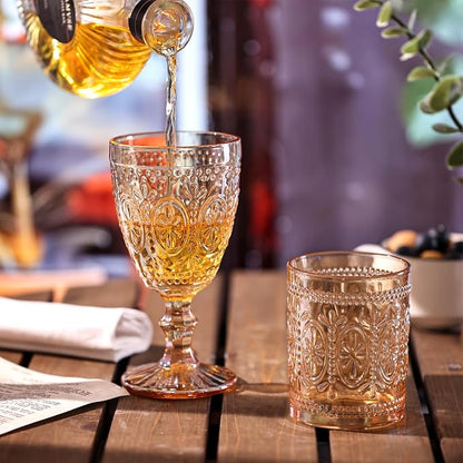 abrwyy Amber Glassware set of 4, Vintage Drinking Glasses, 10oz Heavy Duty - Image 6