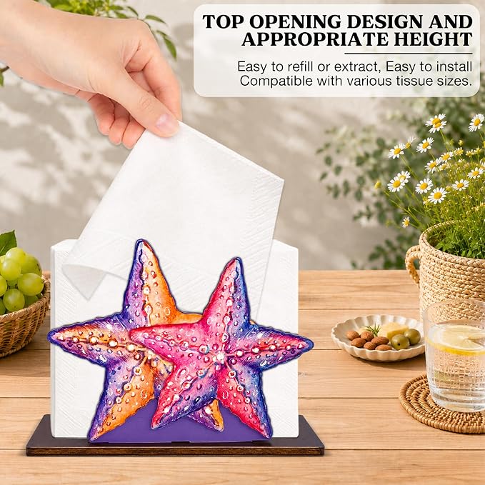 Starfish Decor Wood Napkin Holder - Image 4