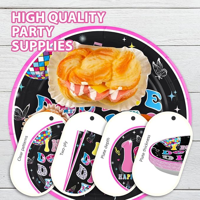 96 Pcs Pink and Black 10th Birthday Party Decoration Serves 24 | In My Double - Image 6