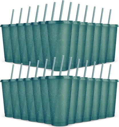 24 Pack Plastic Tumblers With Lids and Straws, Reusable Colorful Cups by LEIFEOSH