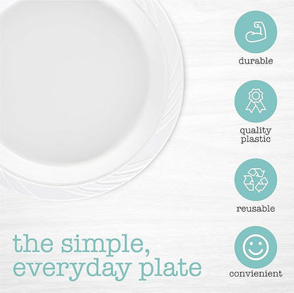200 Count Disposable 9 Inch White Plastic Dinner Plates large
