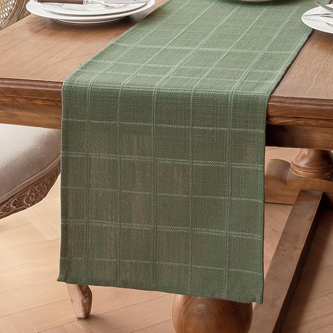 Linen Textured Table Runner, Sage Green Table Runners 90 Inches Long | Raised - Image 6
