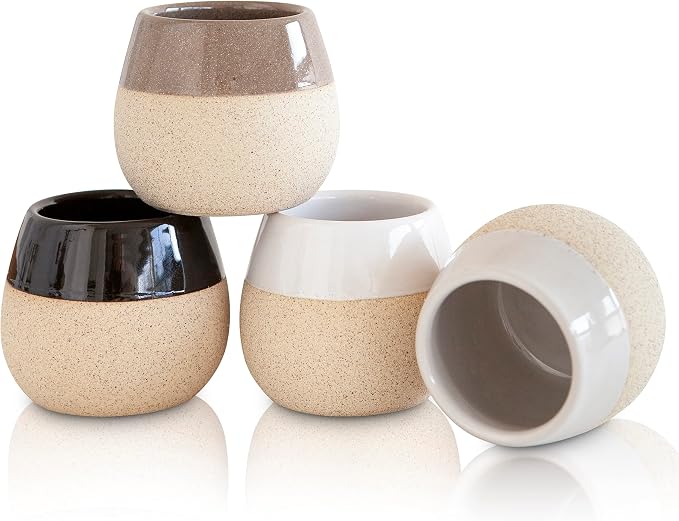 Ceramic Espresso Cups Set of 4, 4.5oz capacity by Amarcado