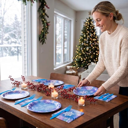 100 Pcs Disposable Winter Frozen Tableware Set - Image 3