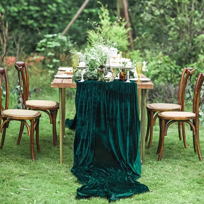 Velvet Table Runner Emerald Green 29x120 Inches Table Runners Soft Velvet - Image 3