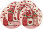 XCHI Roses Flowers Love Hearts Vase Valentine’s Day Round Placemats Set of 4 Table Mats for Party Home Kitchen Dining Table Decorations 14x14 Inch