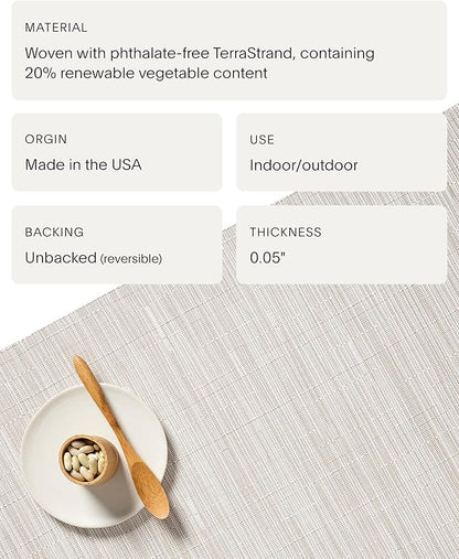 Chilewich Bamboo Placemats Set of 4 - Woven Rectangle Placemats - Reusable, Stain-Resistant, Indoor/Outdoor Tabletop Protection - 19" x 14" - Coconut