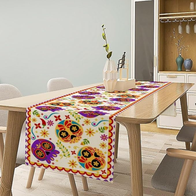 Mexican Fiesta Table Runner Decoration Skull Cinco De Mayo Dia De Los Muertos - Image 4