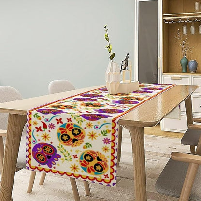 Mexican Fiesta Table Runner Decoration Skull Cinco De Mayo Dia De Los Muertos - Image 4