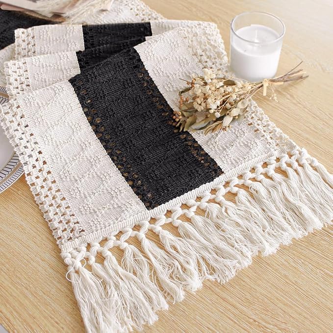 Farmhouse Table Runner for Home Decor 12x108 Black Fall Home Decor | 108Inches by FEXIA