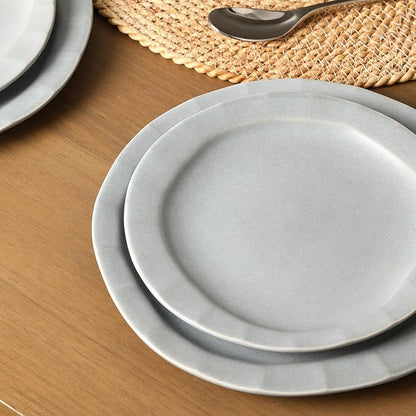 Stone Lain Oasis Stoneware 24 Piece Dinnerware Set, Home Kitchen Dish Set with Dinner Plates, Salad Plates & Bowls - Service for 8, Grey Blue