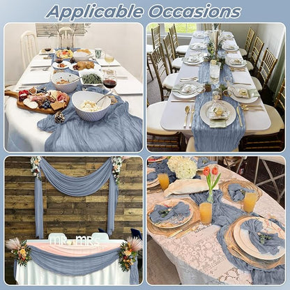 6 Pack Dusty Blue Cheesecloth Table Runner 20 x 120 Inch Gauze Table Runner - Image 6