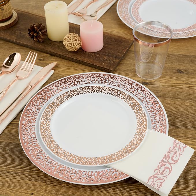 FOCUSLINE 350 Ct Rose Gold Dinnerware Set - Image 5