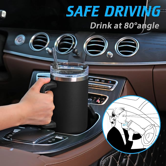 TaroKitc 40 oz Tumbler with Handle | Stainless Steel Insulated Travel Mug Iced - Image 2