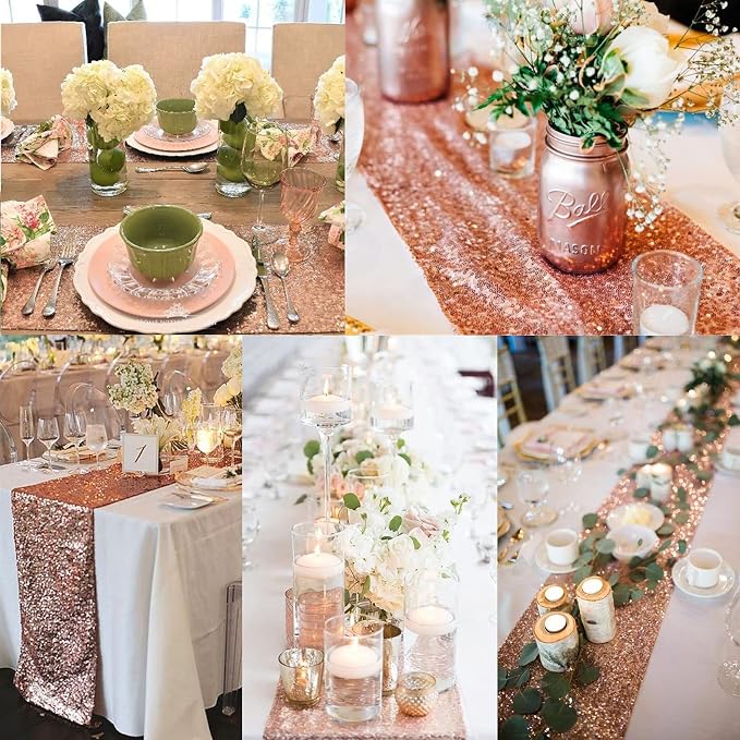 12 Packs 12 X 72 Inch Sequin Table Runner Glitter Dining Table Runner - Image 6