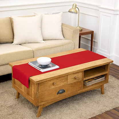 Solino Home 100% Pure Linen Dining Table Runner Red Woven, Fete 14 x 48 in | by SolinoHome