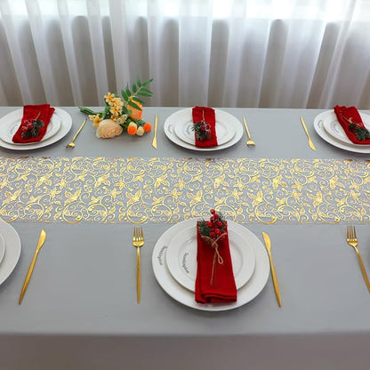 Snowkingdom 2 PCS Gold Table Runner 108 Inches Long - Image 7