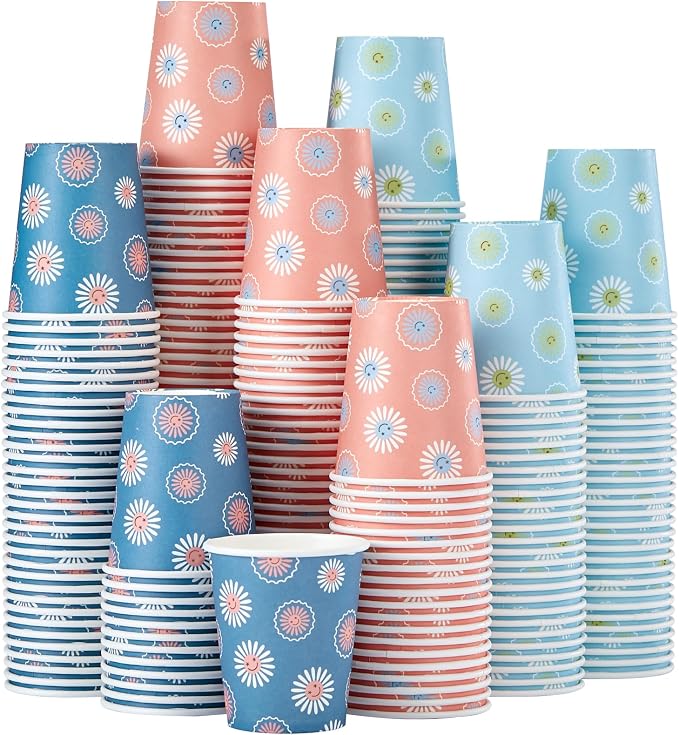 SIUQ 600 Pack 5 oz Paper Cups Disposable Small Bathroom Mouthwash Cups | Daisy by SIUQ