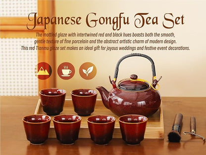 Japanese Tea Set for Adults, Porcelain Kung Fu Tea Set - Image 2