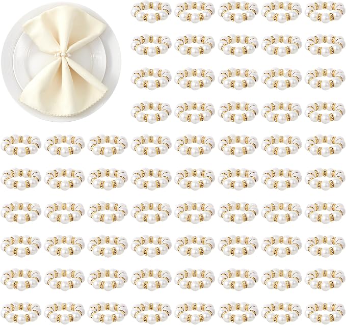 APTWOW 50Pcs Pearl Gold Napkin Rings by APTWOW