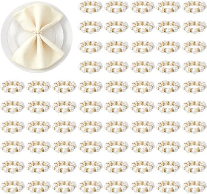 APTWOW 50Pcs Pearl Gold Napkin Rings by APTWOW