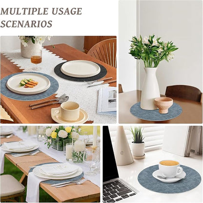 NCUE 13" Faux Leather Round Placemats Set of 6, Reversible Dual-Color | - Image 7