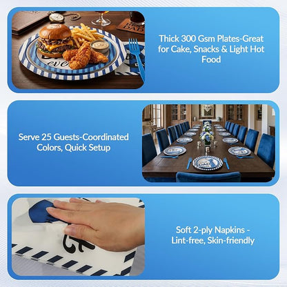 100 Pcs Disposable Father's Day Party Tableware Set - Image 7