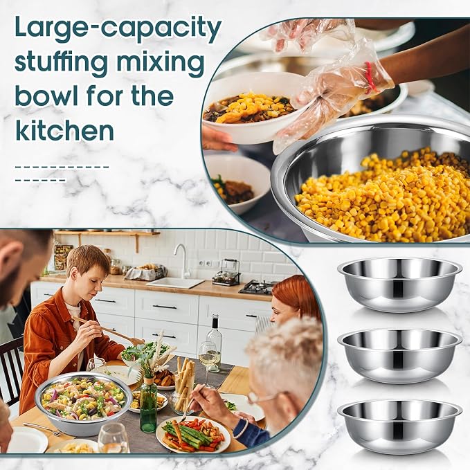 Nuogo 4 Pcs Stainless Steel Mixing Bowls Metal Mixing Bowls Extra Large Basin - Image 5
