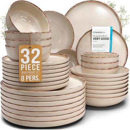 32 Piece Stoneware Dinnerware Set by PURELIVING