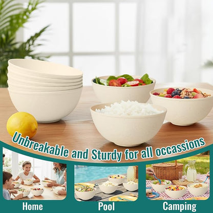 40 OZ Cereal Bowls 8 PCS, Unbreakable & Lightweight Wheat Straw Bowl - Image 7
