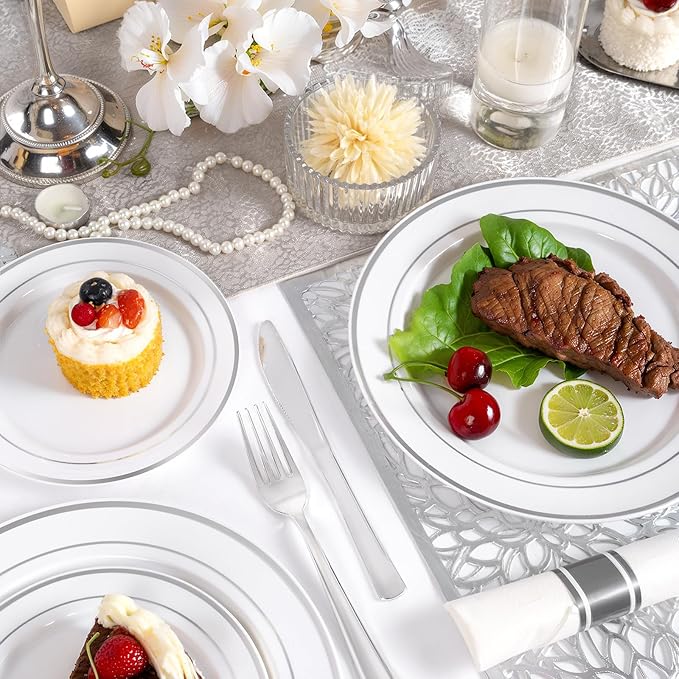 175PCS Sliver Plastic Plates - Image 4
