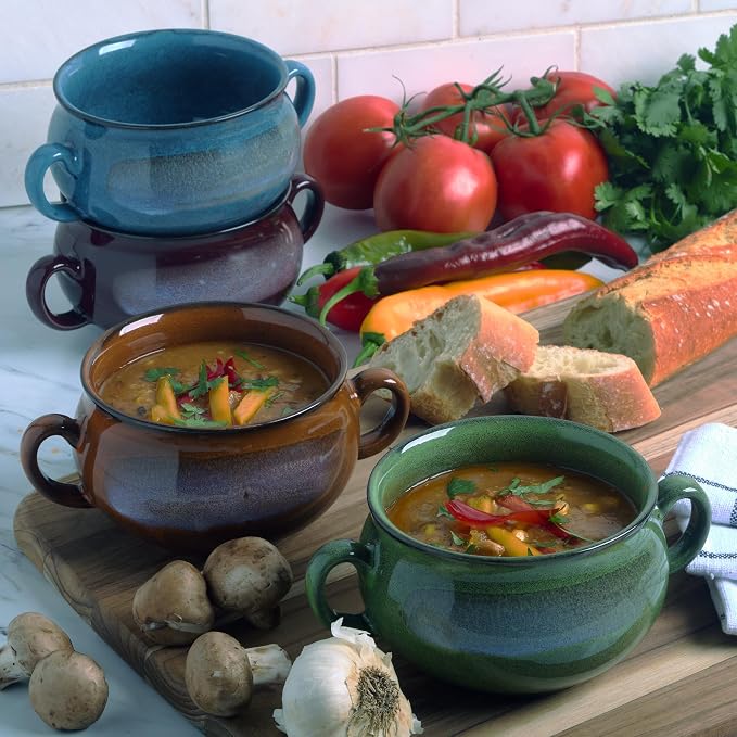 Stoneware 24oz Reactive Glaze Soup Crocks Set of 4: Perfect - Image 7