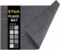 homing Faux Leather Heat Resistant Placemats 8 Packs, Waterproof Wipeable Dining PU Place Mats for Indoor & Outdoor, Easy to Clean, Charcoal