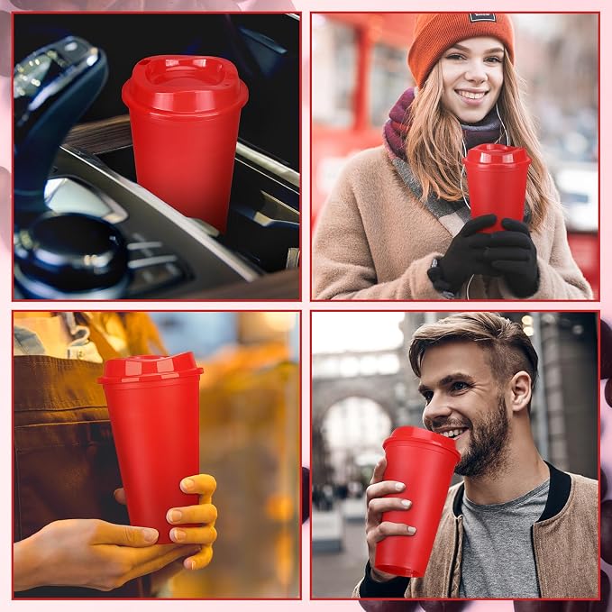 Domensi 15 Pack Reusable Plastic Coffee Cups - Image 4