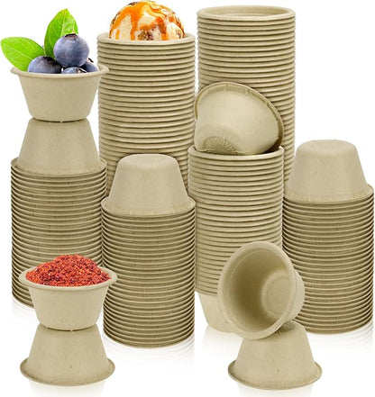 LeonBach 200 Pack 2 oz Natural Bagasse Fiber Paper Bowls, by LeonBach