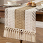 Burlap Boho Table Runner Macrame Brown 36in Farmhouse Woven Runner | Burlap by Xiomot