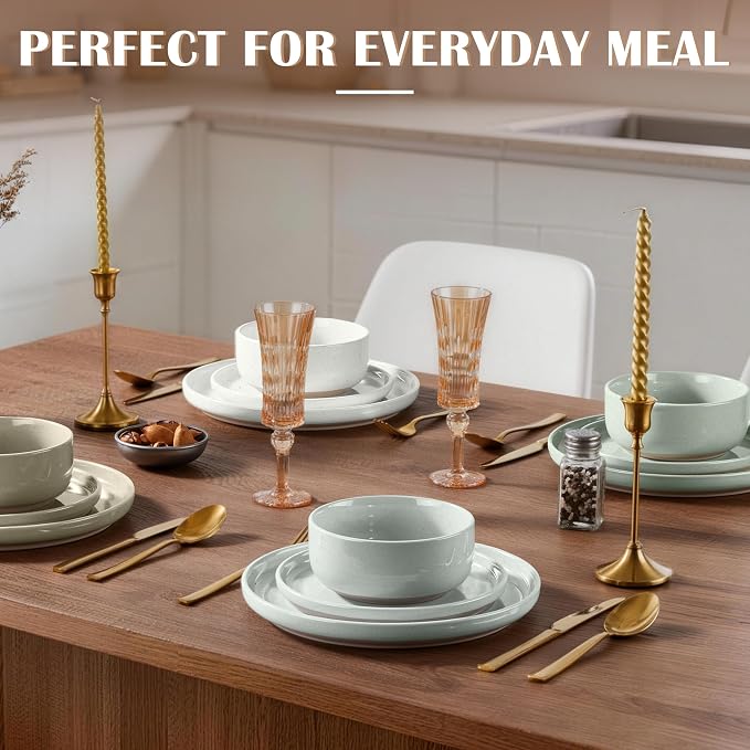 E-far Cereal Bowls Set of 4, 27oz Ceramic Deep Soup Bowls - Image 5