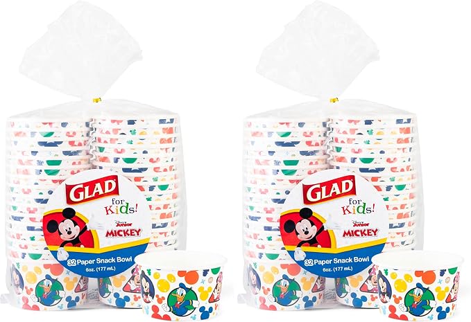 Glad for Kids Disney Mickey and Friends Paper Snack Bowls - 6oz by GladTrashFoodStorage