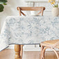 jinchan Blue Floral Linen Rectangle Table Cloth 50 x 84 Inch | Extended table by JINCHAN