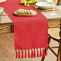 Artoid Mode Red Tassel Table Runner, Christmas Linen Blend Rustic Farmhouse by ArtoidMode
