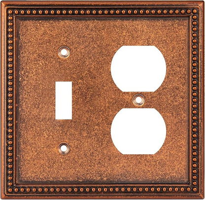 Henne Bery Raised Pearls Decorative Wall Plate Switch Plate Outlet Cover (Toggle/Duplex, Sponged Copper)
