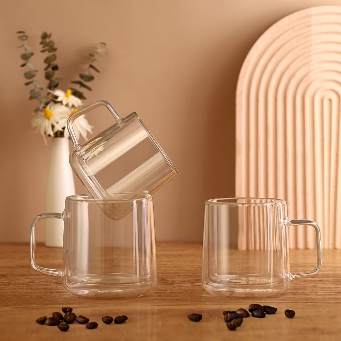 CNGLASS 10oz Glass Coffee Mugs, Double Wall Insulated Glass Mugs - Image 6