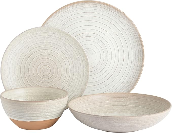Gibson Elite 16 Piece Dreamweaver Double Bowl Terracotta Reactive Dinnerware Set - Image 2
