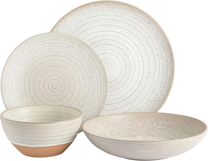 Gibson Elite 16 Piece Dreamweaver Double Bowl Terracotta Reactive Dinnerware Set - Image 2