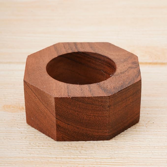 Acacia Wood Napkin Rings Set of 12 – Handmade Octagon Rustic Wooden Napkin - Image 5