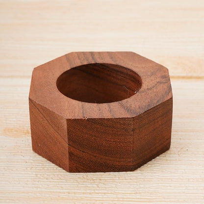 Acacia Wood Napkin Rings Set of 12 – Handmade Octagon Rustic Wooden Napkin - Image 5
