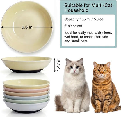 Ceramic Cat Food Bowls 6 Pack – Shallow Cat Bowl - Image 2