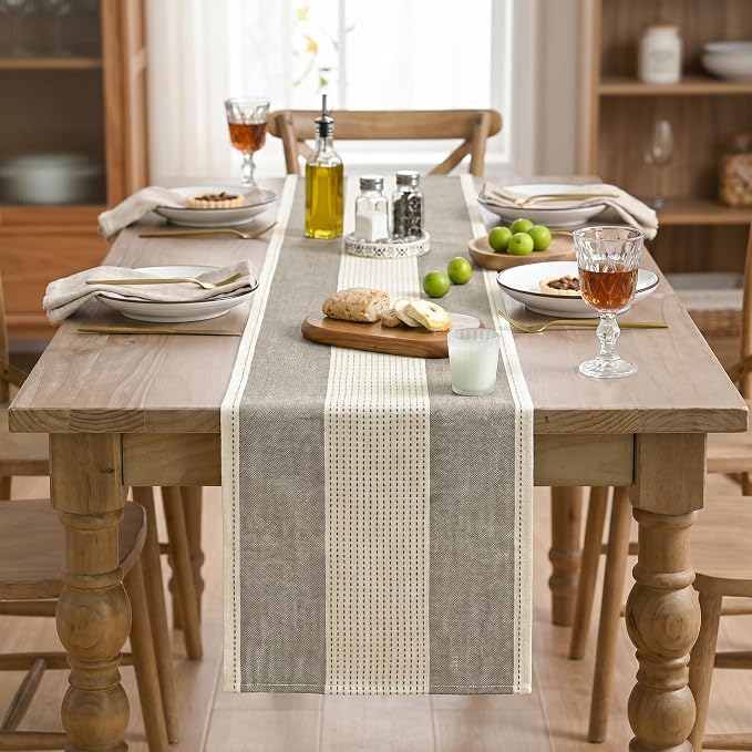 Artoid Mode Brown Farmhouse Rustic Table Runner, Seasonal Fall Macrame Fabric - Image 6