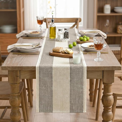 Artoid Mode Brown Farmhouse Rustic Table Runner, Seasonal Fall Macrame Fabric - Image 6